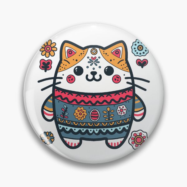 Item preview, KittyKat - Cute Chubby Cat with Flowers designed and sold by KittyKatCats.