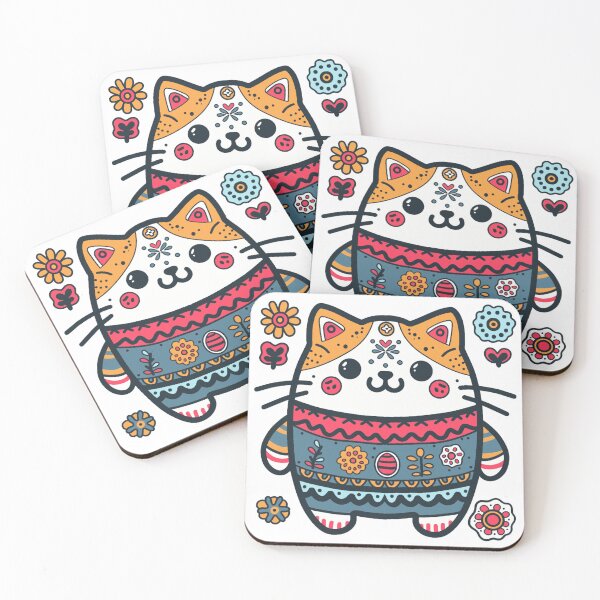 Item preview, KittyKat - Cute Chubby Cat with Flowers designed and sold by KittyKatCats.