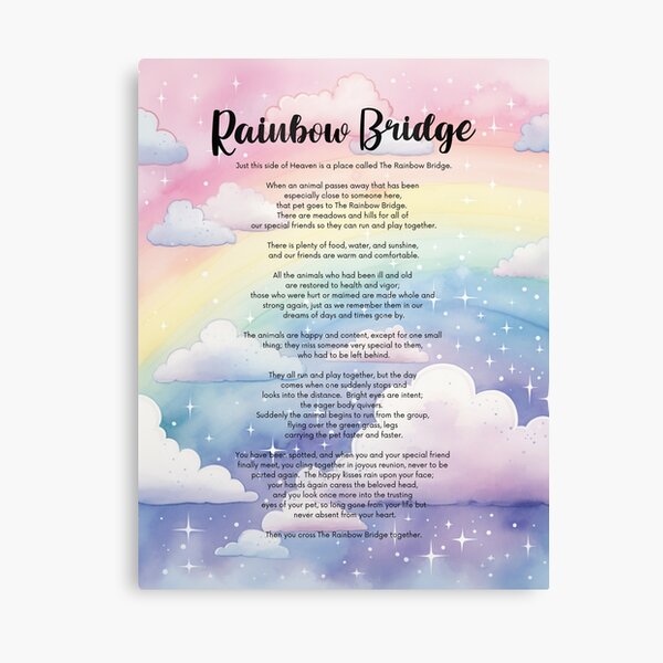 Item preview, Rainbow Bridge Poem Pet Loss Watercolor Pastel Sky designed and sold by Tammy Marie Russell.