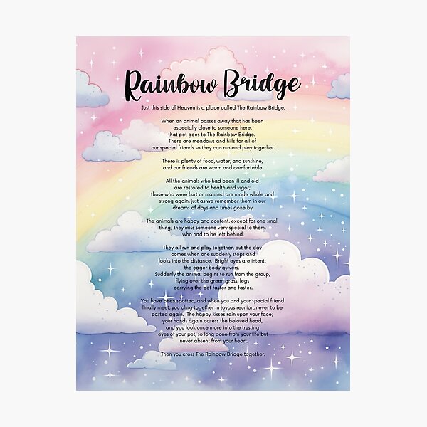 Item preview, Rainbow Bridge Poem Pet Loss Watercolor Pastel Sky designed and sold by Tammy Marie Russell.