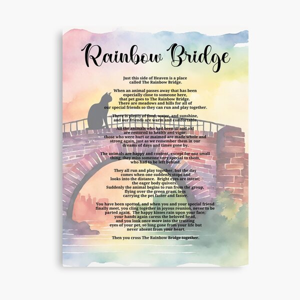 Item preview, Rainbow Bridge Poem Pet Loss Watercolor Cat designed and sold by Tammy Marie Russell.