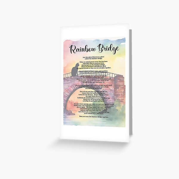 Item preview, Rainbow Bridge Poem Pet Loss Watercolor Cat designed and sold by Tammy Marie Russell.