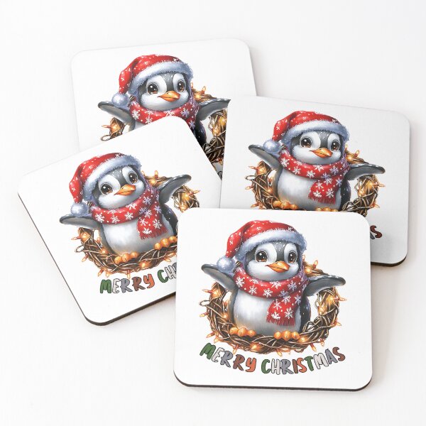 Item preview, Festive Penguin Merry Christmas Wreath designed and sold by BukkyStory.