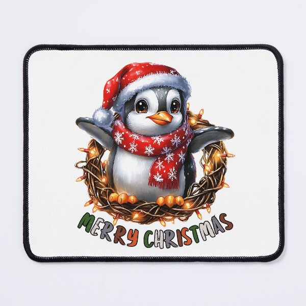 Item preview, Festive Penguin Merry Christmas Wreath designed and sold by BukkyStory.