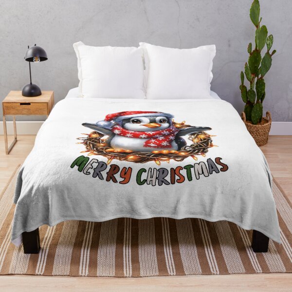 Item preview, Festive Penguin Merry Christmas Wreath designed and sold by BukkyStory.