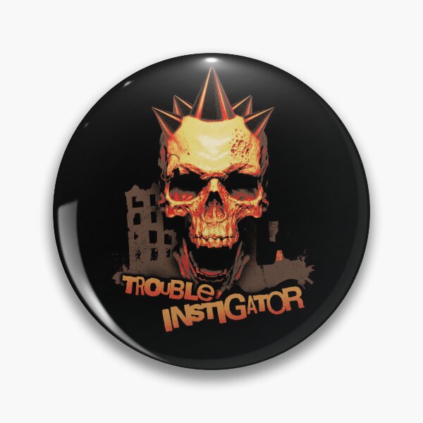 Item preview, Trouble Instigator Punk Skull Grunge Street Urban Rock Metal Orange Red designed and sold by CaozStore.
