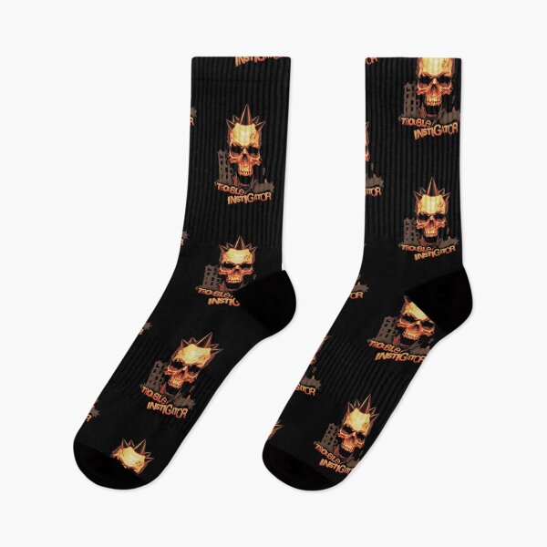 Item preview, Trouble Instigator Punk Skull Grunge Street Urban Rock Metal Orange Red designed and sold by CaozStore.