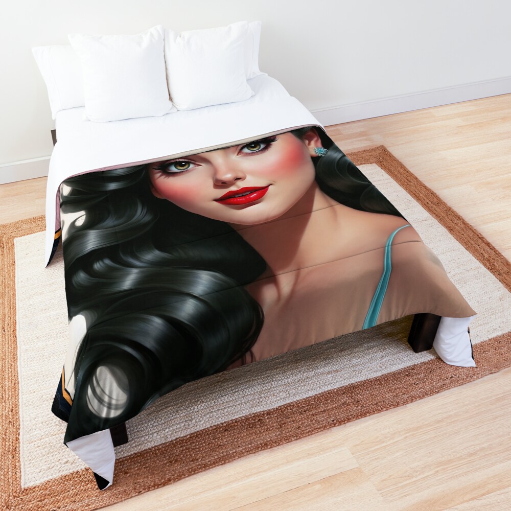 The Timeless Allure Of A Vintage Pin-up Beauty AI Concept Art by Xzendor7 3 The Timeless Allure Of A Vintage Pin-up Beauty Captivating AI Concept Art by Xzendor7 Decorative Art Print Comforter