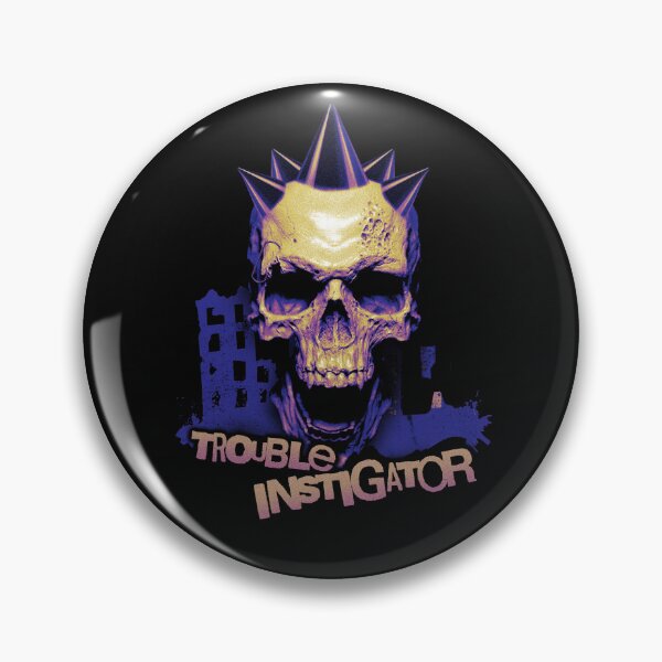Item preview, Trouble Instigator Punk Skull Grunge Street Urban Rock Metal Blue Violet Purple designed and sold by CaozStore.