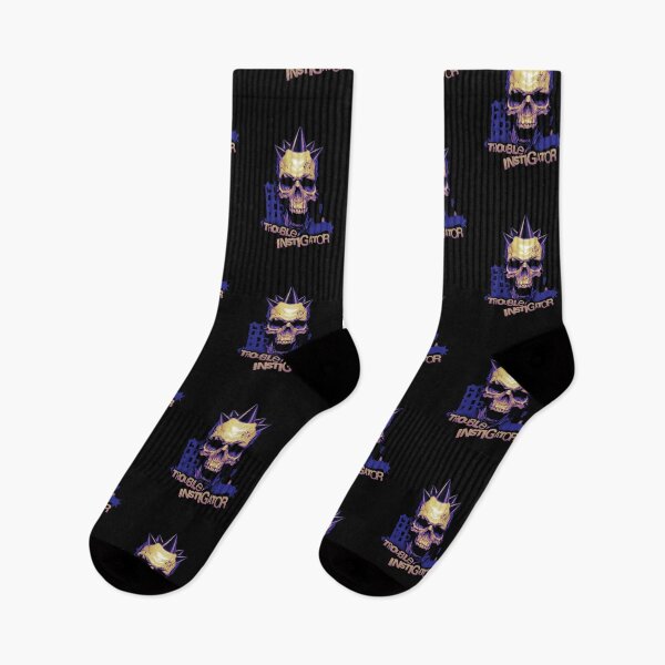 Item preview, Trouble Instigator Punk Skull Grunge Street Urban Rock Metal Blue Violet Purple designed and sold by CaozStore.