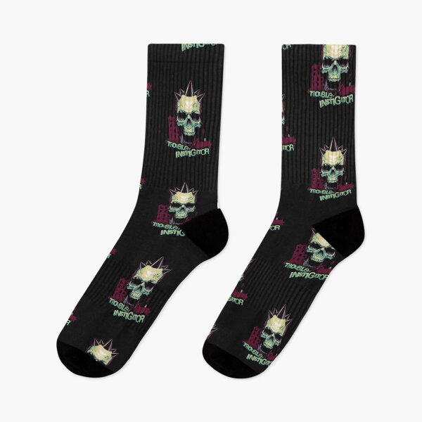 Item preview, Trouble Instigator Punk Skull Grunge Street Urban Rock Metal Green Red designed and sold by CaozStore.