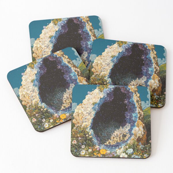 Item preview, Mystical Geode Cityscape with Blooming Wildflowers designed and sold by regnumsaturni.