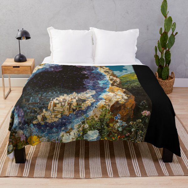 Item preview, Mystical Geode Cityscape with Blooming Wildflowers designed and sold by regnumsaturni.