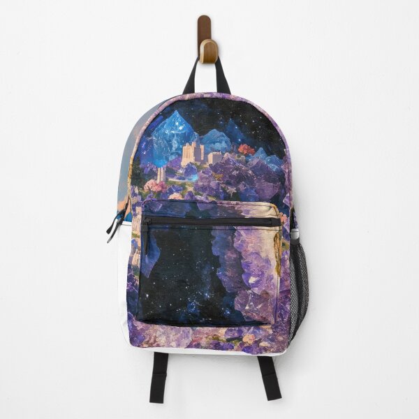 Item preview, Amethyst Geode Fantasy World Landscape with Mountains designed and sold by regnumsaturni.
