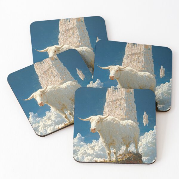 Item preview, Majestic White Bull Above Clouds Surreal Castle designed and sold by regnumsaturni.