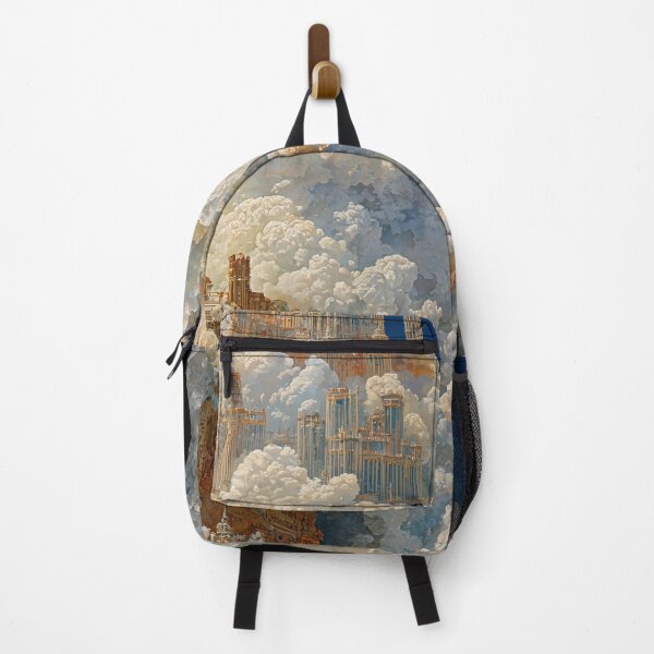 Item preview, Majestic Cloud Castle in the Sky Fantasy Landscape Art with Stairway designed and sold by regnumsaturni.
