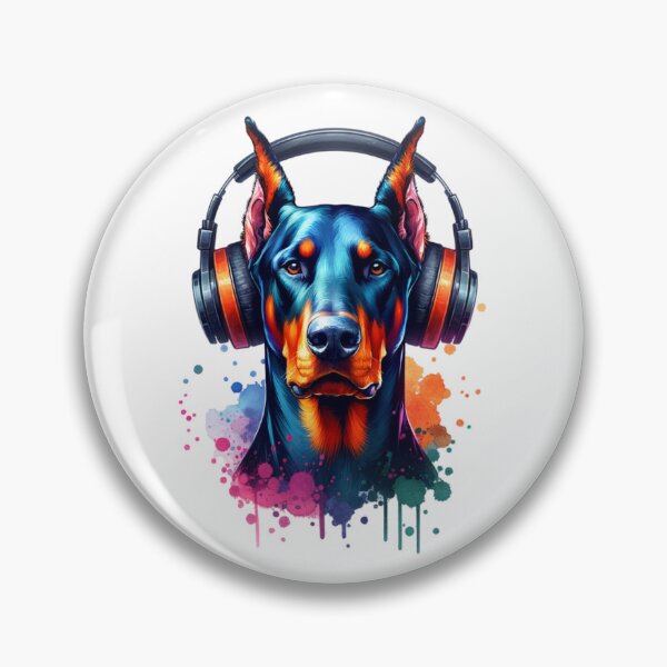 Artikelvorschau, Dobermann mit Kopfhörer entworfen und verkauft von MyCozyCorner24.