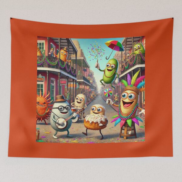 Item preview, Microbes Celebrate Mardi Gras on Bourbon Street designed and sold by AdoraSticks.