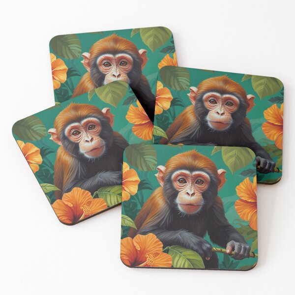 Item preview, A painting is shown featuring a monkey in the style of playful cartoon illustrations designed and sold by MRFEZOO2030.