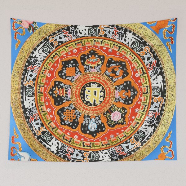 Item preview, Gold and Blue Hindu Buddhist OM Mandala designed and sold by GuyBlank.