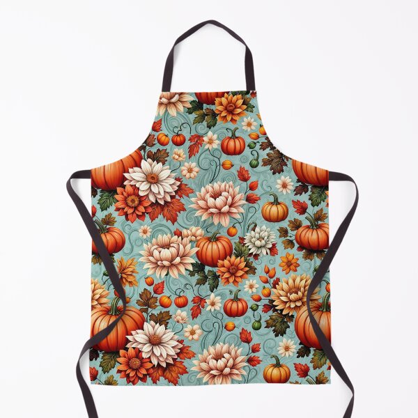 Item preview, Cute turquoise Autumn Flower Fall Pumpkin Girl Women Fall Themed, texture with Pumpkin, Autumn with orange and pink, cute Halloween designed and sold by Collagedream.