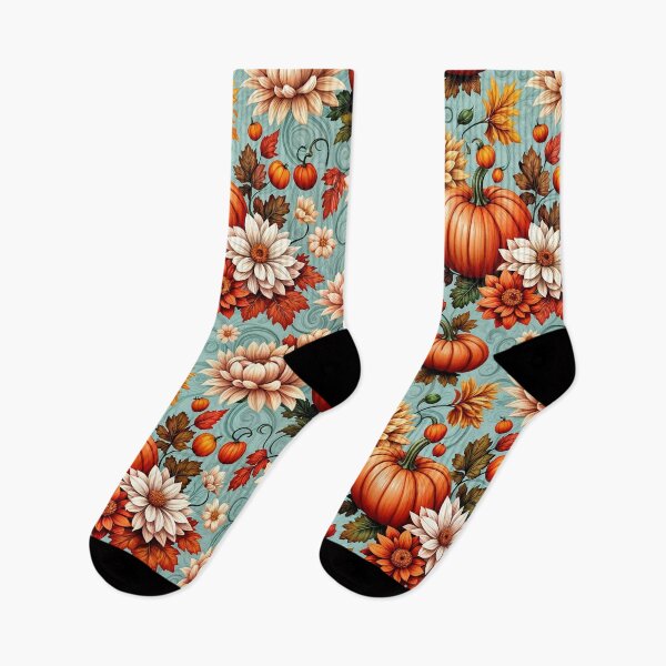 Item preview, Cute turquoise Autumn Flower Fall Pumpkin Girl Women Fall Themed, texture with Pumpkin, Autumn with orange and pink, cute Halloween designed and sold by Collagedream.