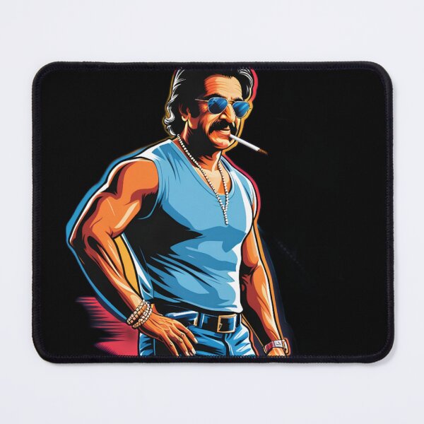 Item preview, Rajinikanth T-shirt Graphic Pixel Art Stylized Portrait Blue Top Jeans Confident Pose Chain Necklace Iconic Actor Movie Star Indian Cinema Bollywood Graphic Design Pop Culture Fan Art designed and sold by Dirloo.