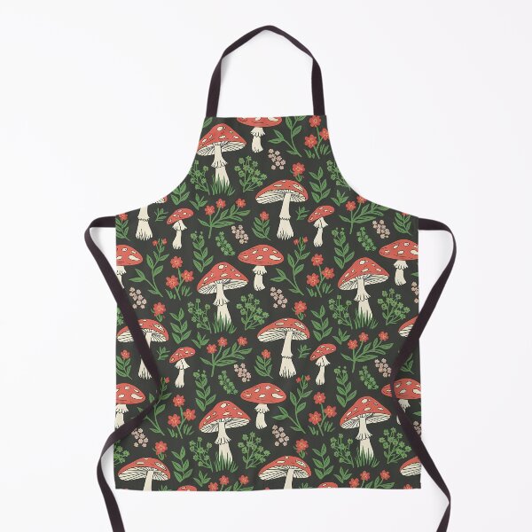 Item preview, Girly red mushrooms pattern with herbs and tiny flowers - nature shrooms girlie forest girl fae feral woods foraging designed and sold by Fantasy Cache.