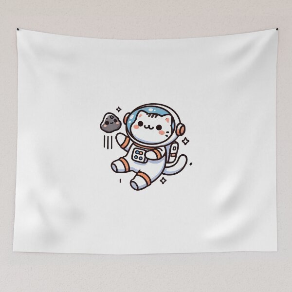 Item preview, Kawaii Astronaut Cat Floating in Space  designed and sold by RetroPop23.