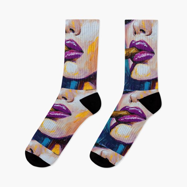 Item preview, Savor the Intensity of a Woman's Lips Embracing a Cigar in Vivid Colors Abstract AI Digital Art designed and sold by OlfactoART Studio.
