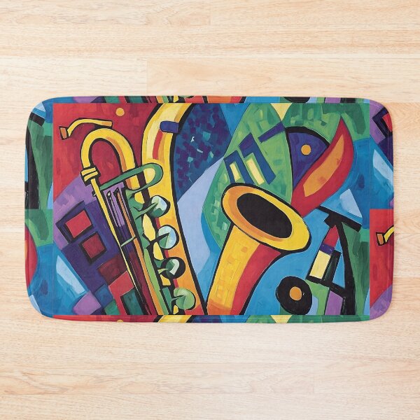 Item preview, Abstract Representation of Musical Instruments with Bright Colors and Geometric Shapes designed and sold by OlfactoART Studio.