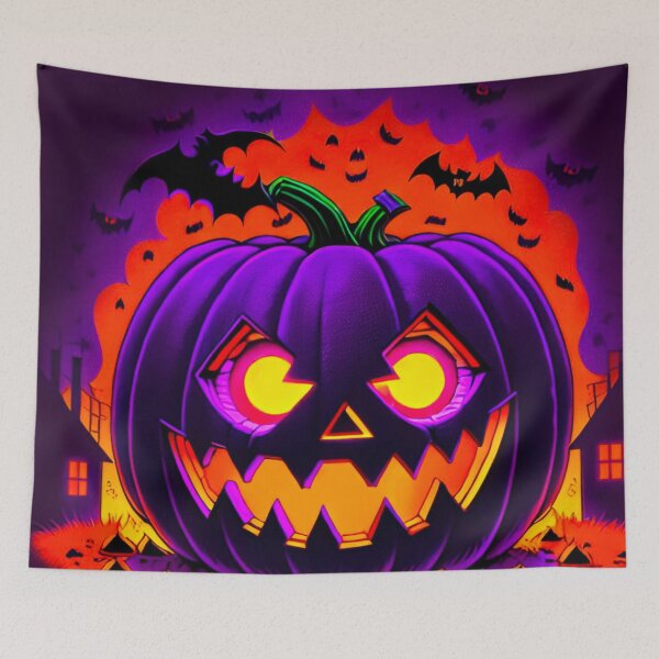 Item preview, Halloween’s Evil Pumpkin in Fiery Colors designed and sold by GrizzlyCollective.