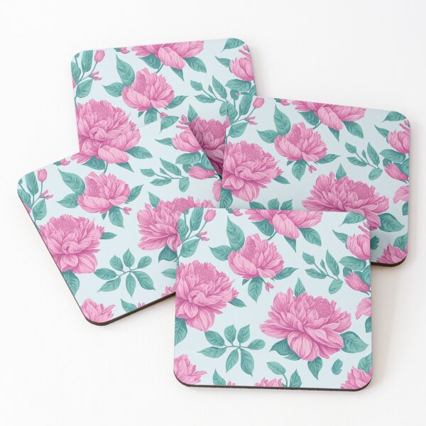 Item preview, peonies on a light background pattern designed and sold by jkrphoto.
