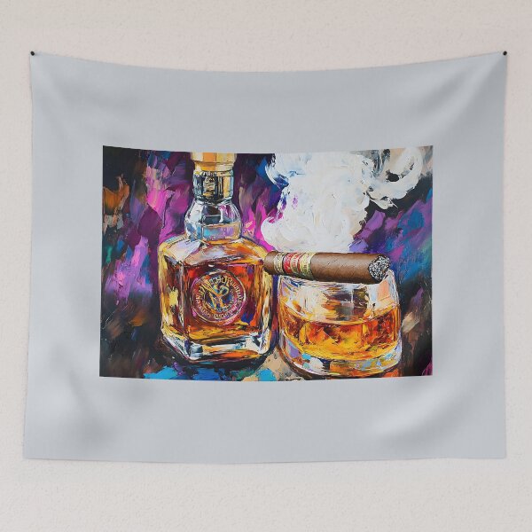Item preview, Indulge in the Opulence of Whiskey and Cigar in a Kaleidoscope of Color Abstract Digital AI Art designed and sold by OlfactoART Studio.