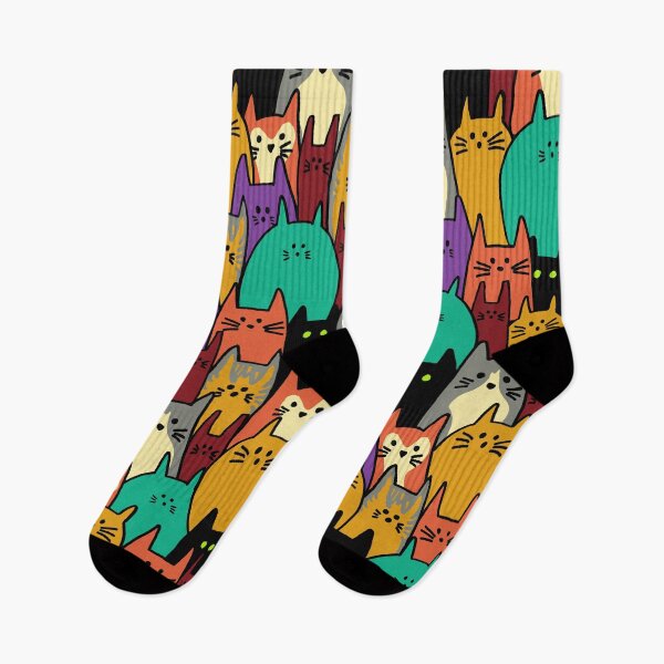 Item preview, Crowd of multi colored cats designed and sold by ArtfulDesigned.