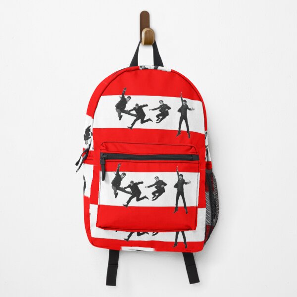 Item preview, Jumping Beatles on Red and White stripes designed and sold by Fuzzdandy Designs.