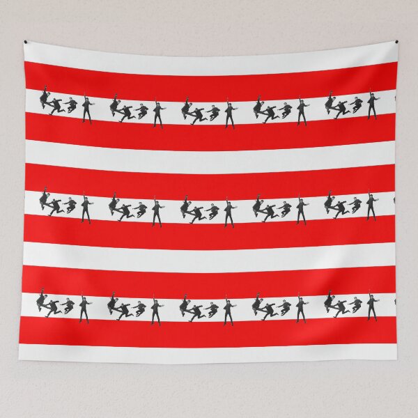 Item preview, Jumping Beatles on Red and White stripes designed and sold by Fuzzdandy Designs.