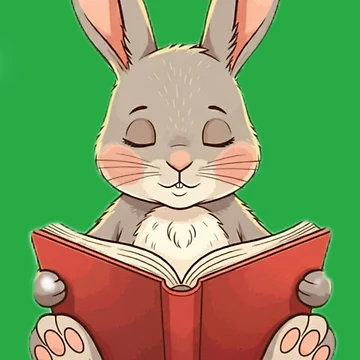 Artwork thumbnail, Green Large Rabbit Reading by wintervsfall