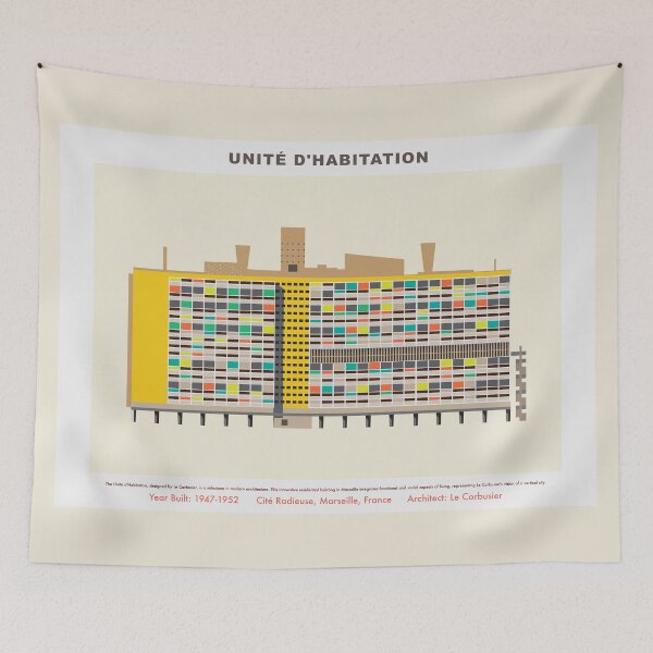 Item preview, Unité d'Habitation: Modern Illustration of Le Corbusier's Visionary Urban Oasis designed and sold by Boogosh.