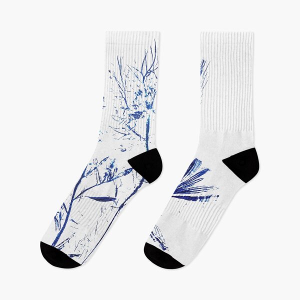 Item preview, navy blue wildflowers and lavender leafs arts  designed and sold by ColorandColor.