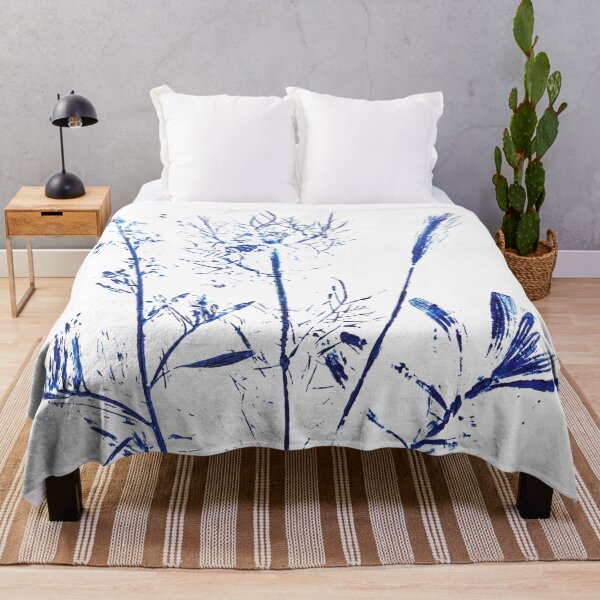 Item preview, navy blue wildflowers and lavender leafs arts  designed and sold by ColorandColor.