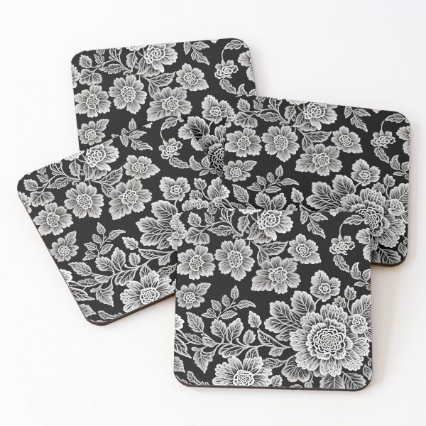 Item preview, White Floral Lace on Black designed and sold by gjsart.