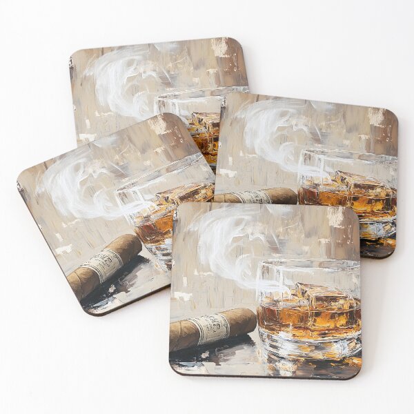 Item preview, Savor the Sophistication of Whiskey and Cigar Amid Earthy Tones Abstract AI Art designed and sold by OlfactoART Studio.