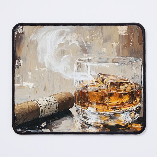 Item preview, Savor the Sophistication of Whiskey and Cigar Amid Earthy Tones Abstract AI Art designed and sold by OlfactoART Studio.