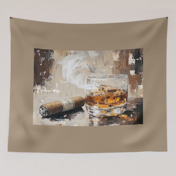 Item preview, Savor the Sophistication of Whiskey and Cigar Amid Earthy Tones Abstract AI Art designed and sold by OlfactoART Studio.