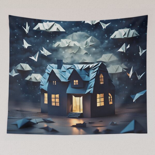 Item preview, Origami Art - Whispers in the Dark: The Abandoned House at Night designed and sold by ArtfulFolds.