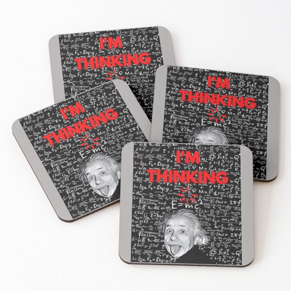 Item preview, Albert Einstein Funny Thinking Mode – Iconic Photo with Formula and Loading Sign designed and sold by MelissaMelovich.