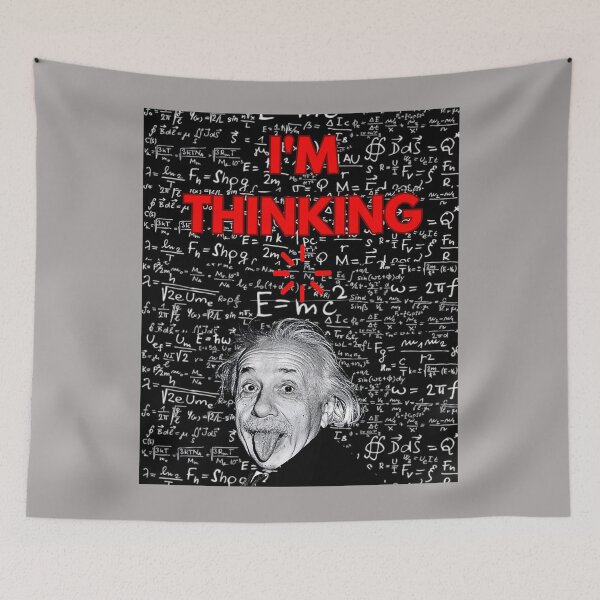 Item preview, Albert Einstein Funny Thinking Mode – Iconic Photo with Formula and Loading Sign designed and sold by MelissaMelovich.
