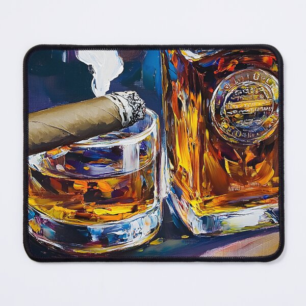 Item preview, Savor the Luxury of Whiskey and Cigar in a Swirling Dance of Colors Abstract Digital Art designed and sold by OlfactoART Studio.
