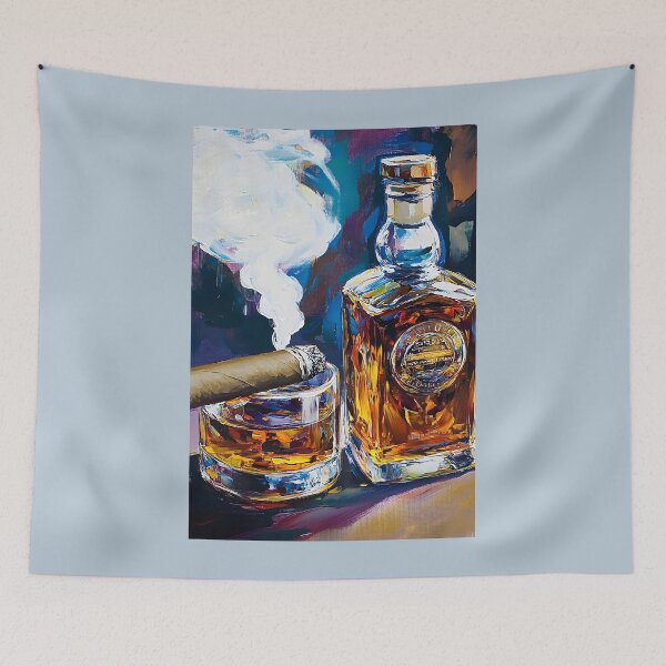 Item preview, Savor the Luxury of Whiskey and Cigar in a Swirling Dance of Colors Abstract Digital Art designed and sold by OlfactoART Studio.